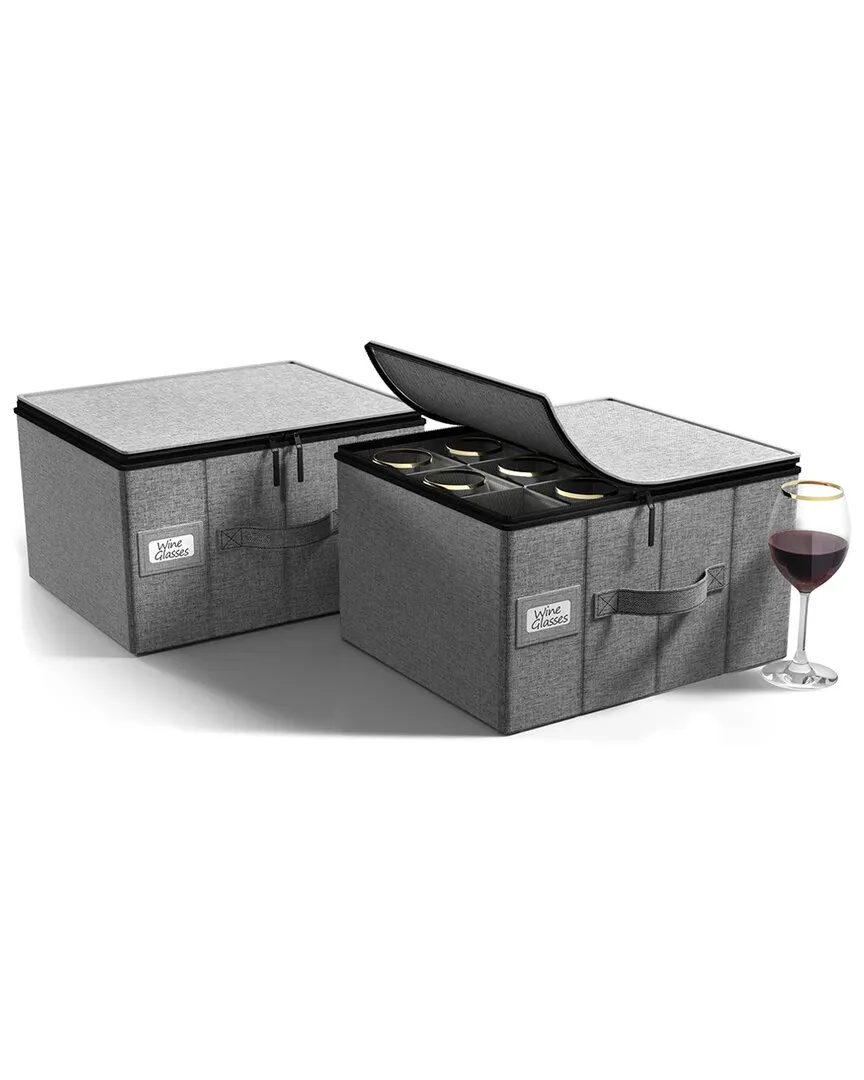 2 Pack Stemware Storage Cases - Grey, Polyester image