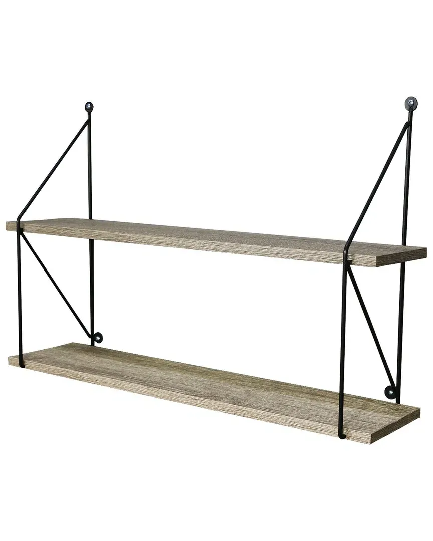 2 Tier Floating Shelves - Grey, MDF Wood image
