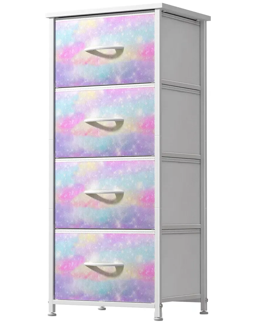 4-Drawer Dresser - Rainbow Sparkle Tie-Dye, Fabric image