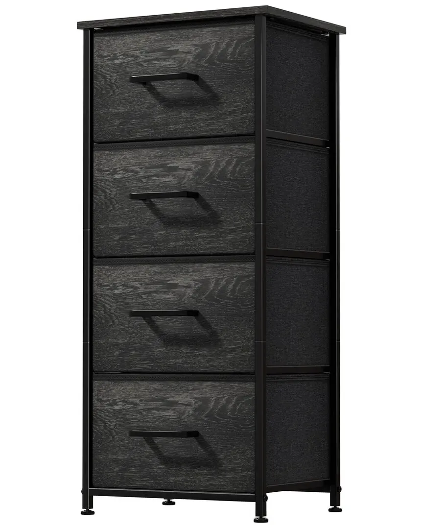 4-Drawer Dresser - Rustic Black, Fabric
