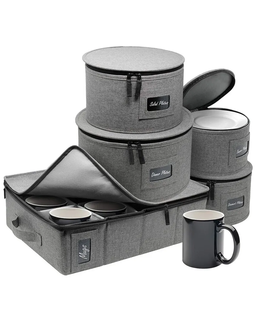 5-Piece Dinnerware Storage Set - Grey, Polyester image