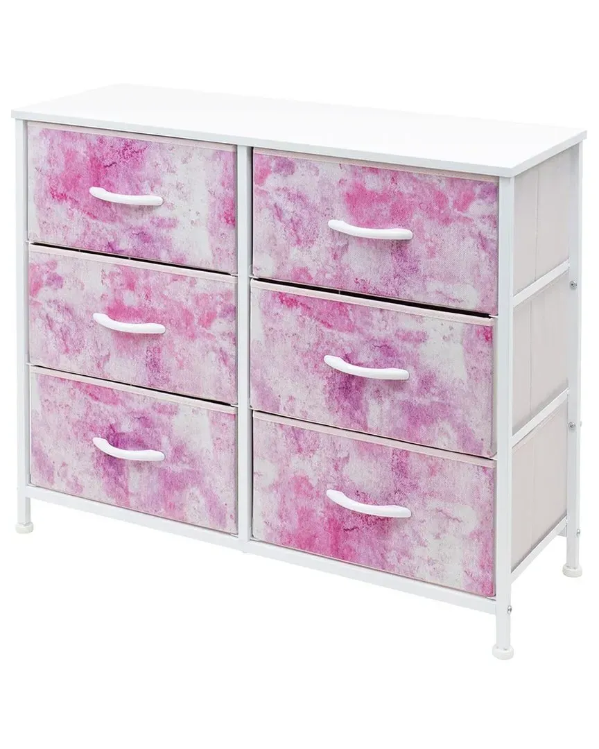 6 Drawer Storage Cube Dresser - Pink