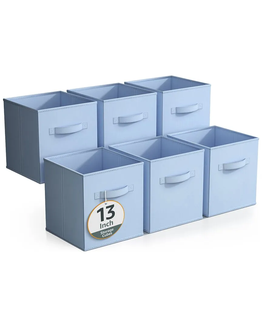 6 Pack Fabric Storage Cubes with Handles - Blue