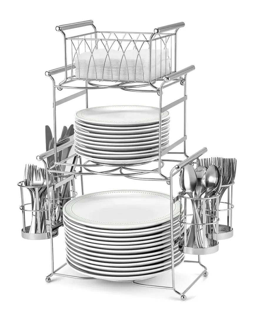 7-Piece Stackable Buffet Caddy Set - Silver, Steel