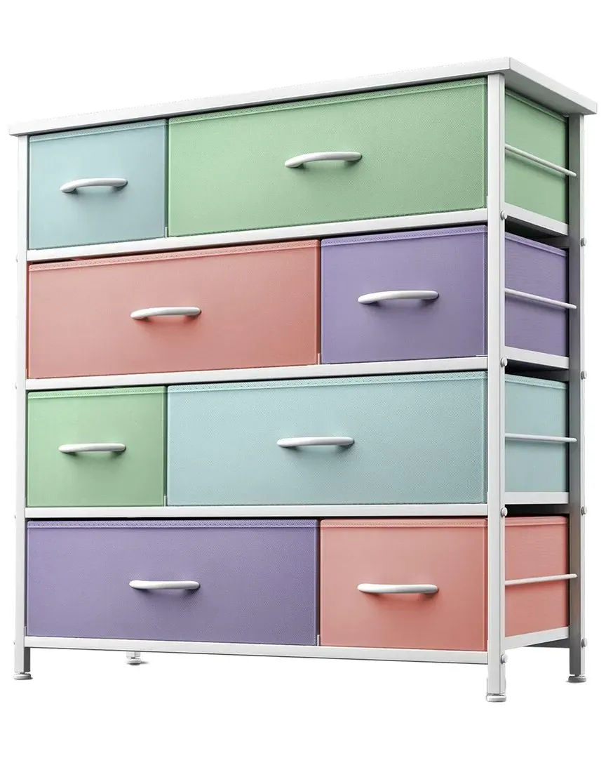 8-Drawer Chest Dresser with Foldable Drawers - Pastel image