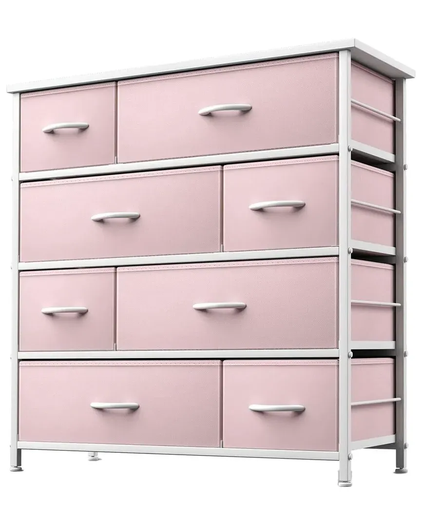 8-Drawer Chest Dresser with Foldable Drawers - Pink