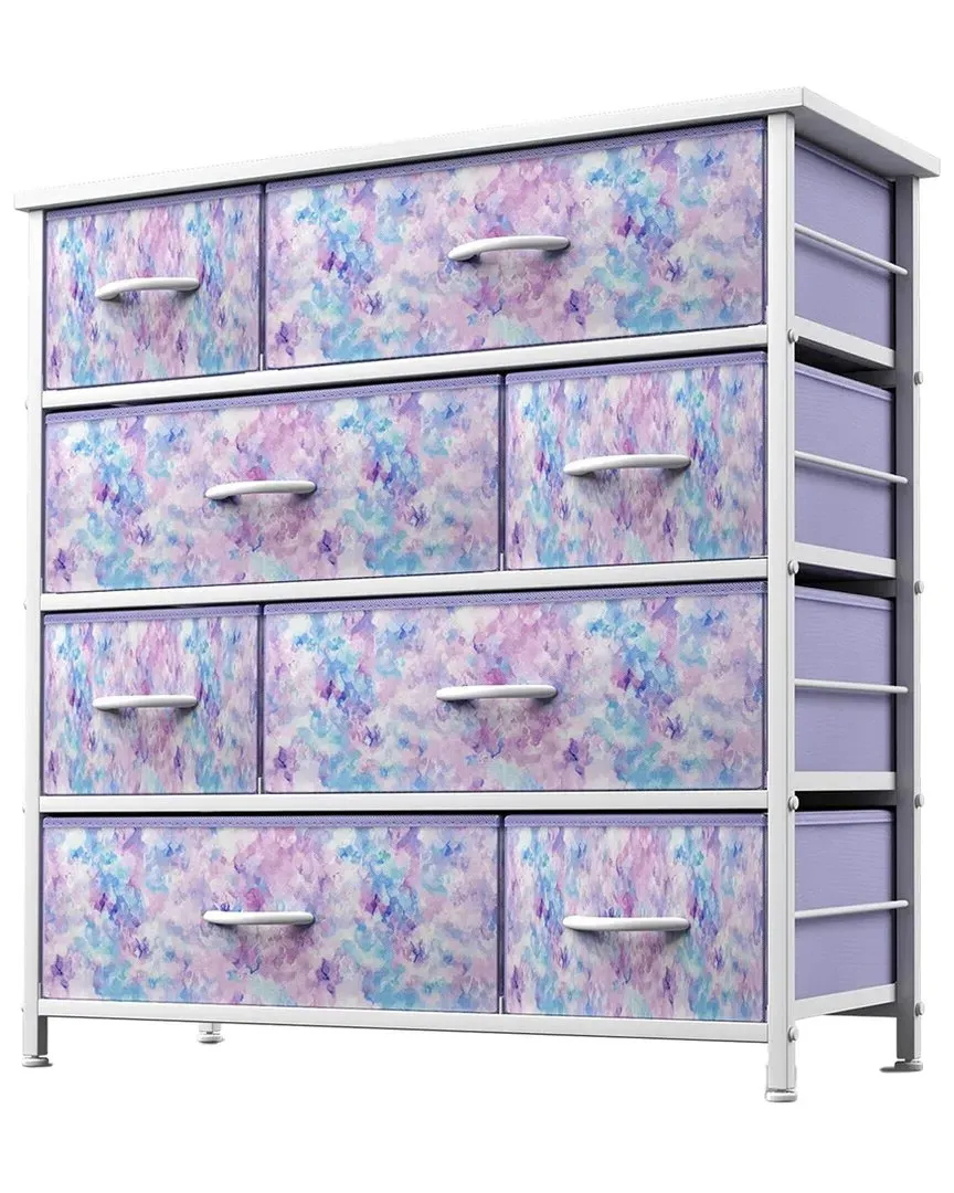 8-Drawer Chest Dresser with Foldable Drawers - Purple Tie-Dye