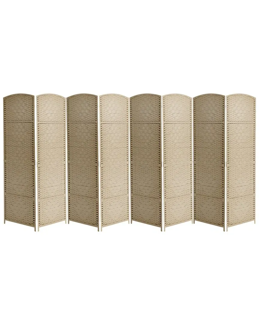8-Panel Diamond Weave Room Divider - Beige, Pine