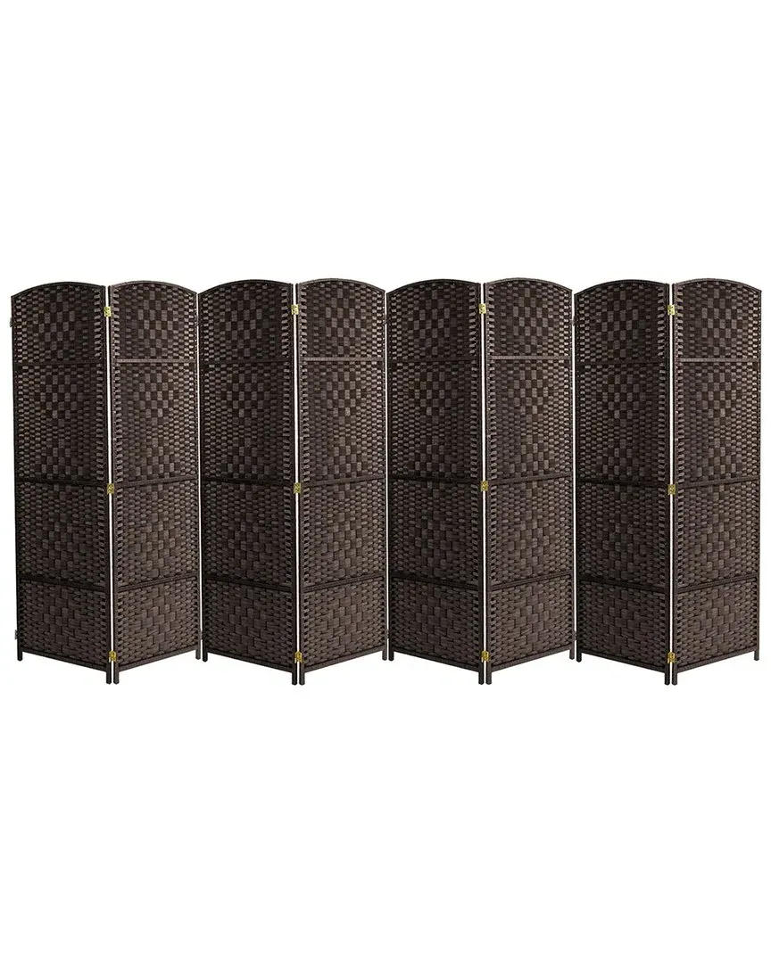 8-Panel Diamond Weave Room Divider - Brown, Pine