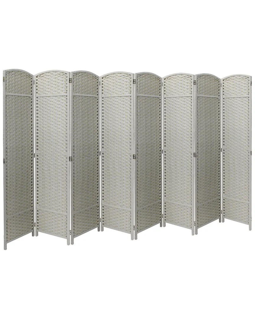 8-Panel Room Divider - Beige, Poplar Wood image