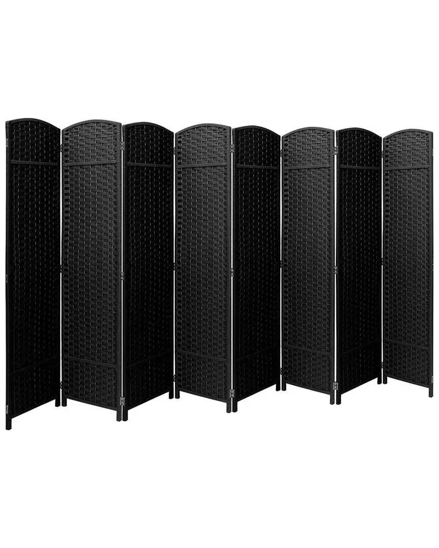 8-Panel Room Divider - Black, Poplar Wood