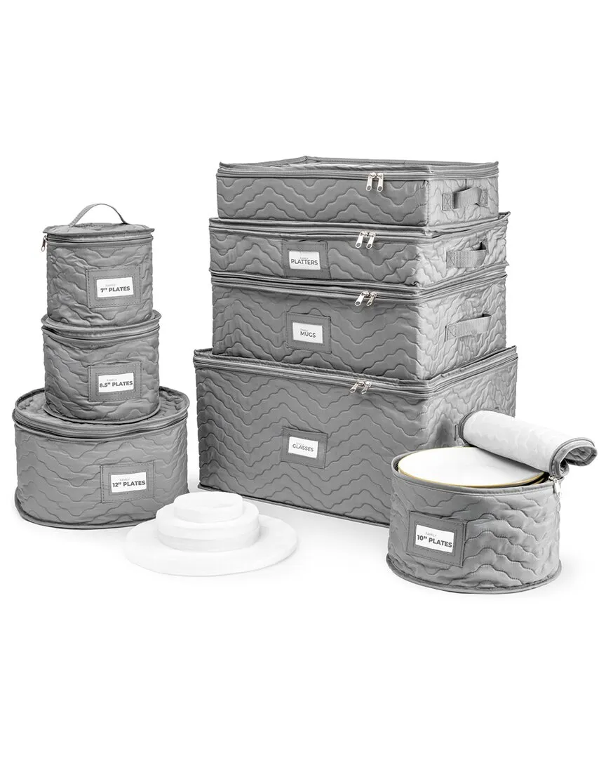 8pc China Storage Containers - Grey, Non-Woven Fabric