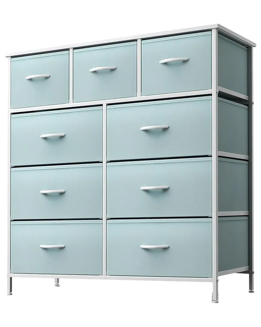 9-Drawer Chest Dresser with Foldable Drawers - Aqua