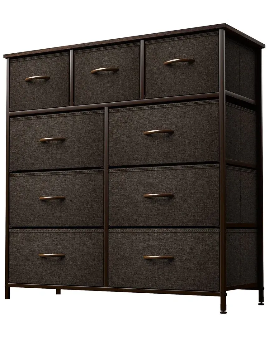 9-Drawer Chest Dresser with Foldable Drawers - Brown