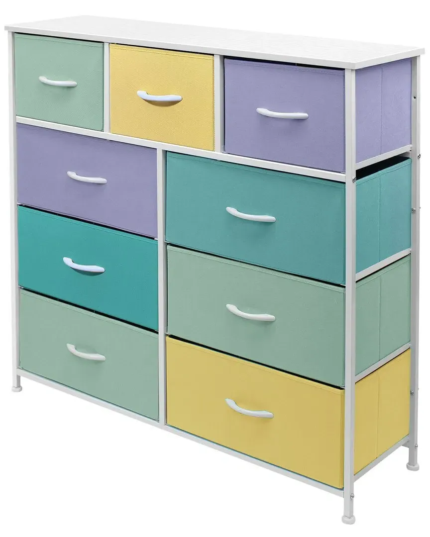 9-Drawer Chest Dresser with Foldable Drawers - Pastel