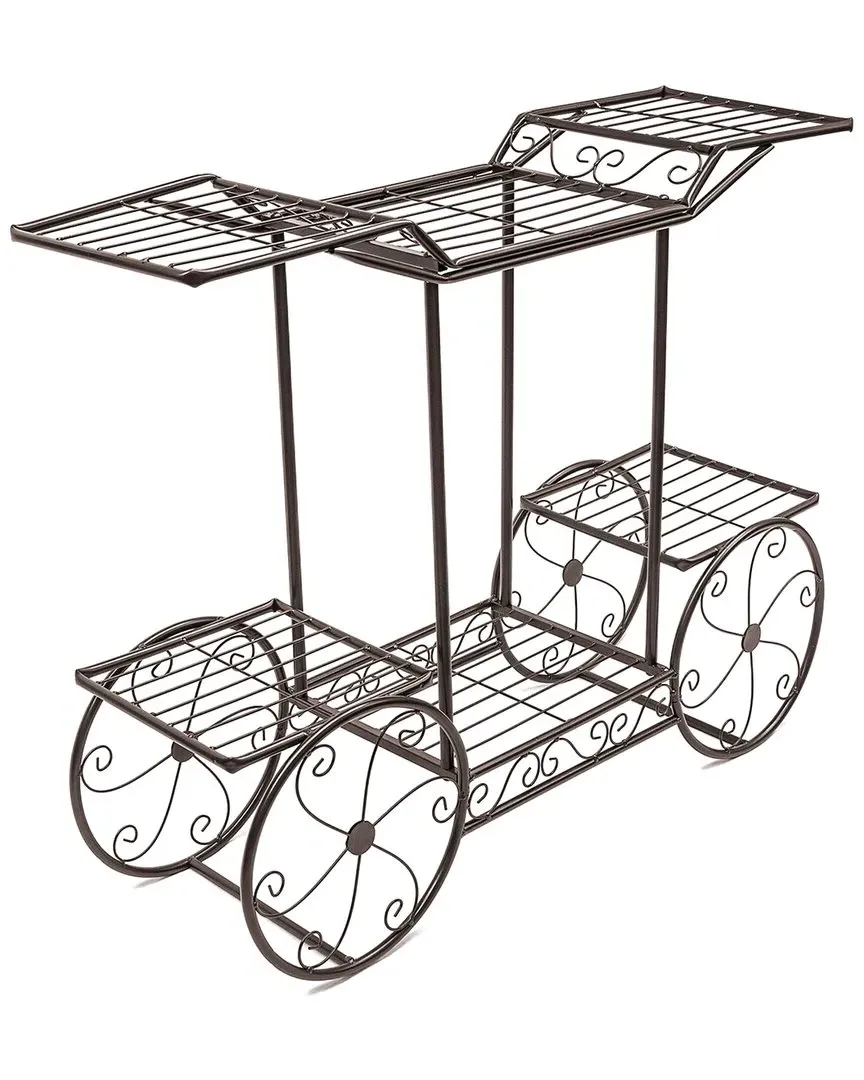 Cart Stand Flower Pot Rack - Bronze, Metal