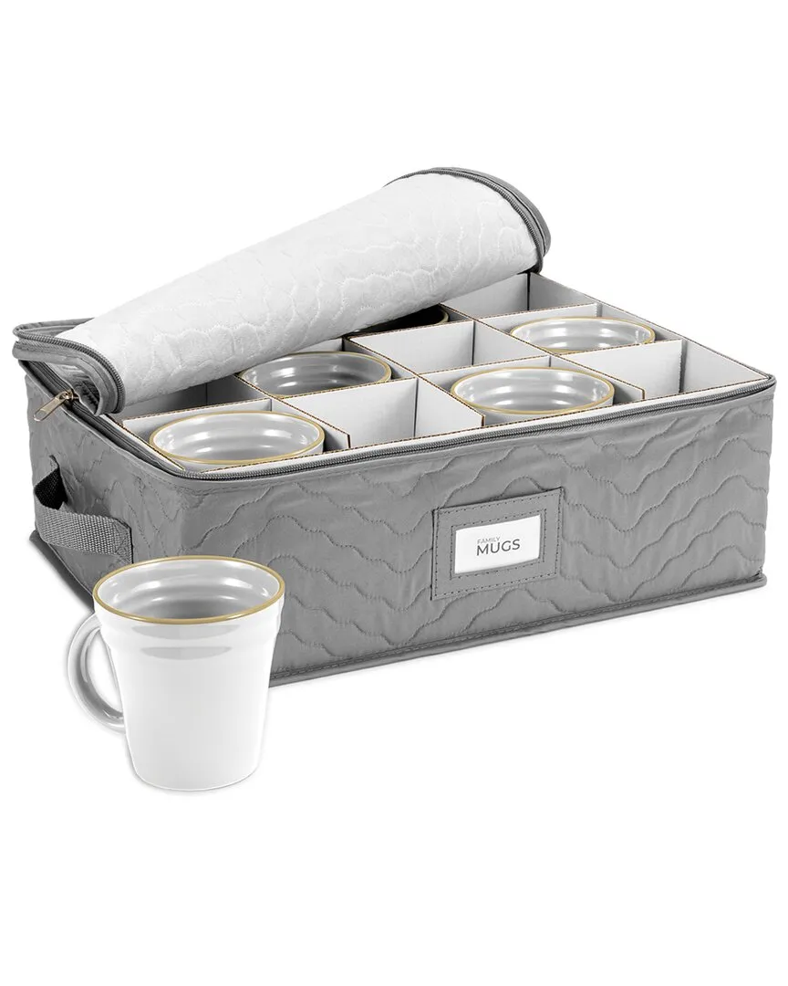 Coffee Mug & Glass Organizer with Dividers - Gray