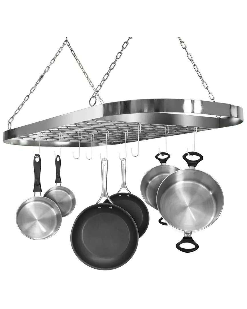 Oval Ceiling Pot Rack with Storage - Chrome image