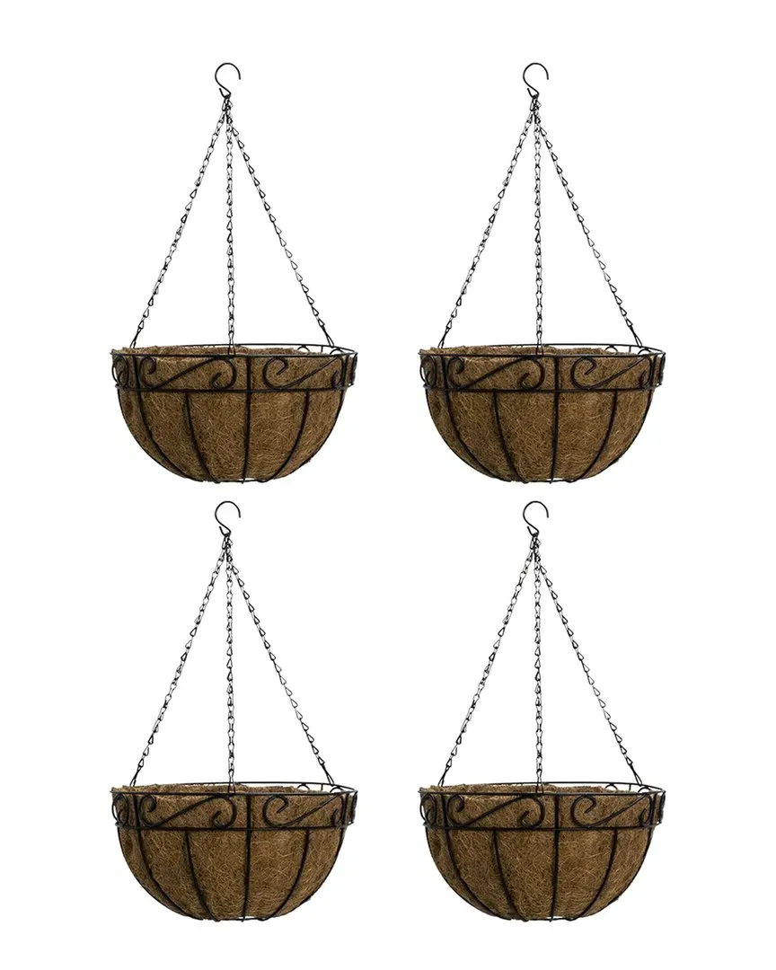 Pack of 4 Hanging Planter Baskets - Black, Metal image
