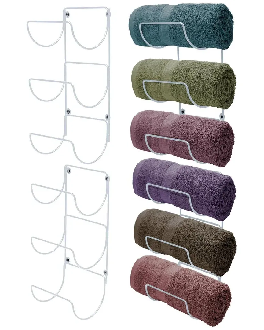 Set of 4 Wall-Mount Towel Racks - White image