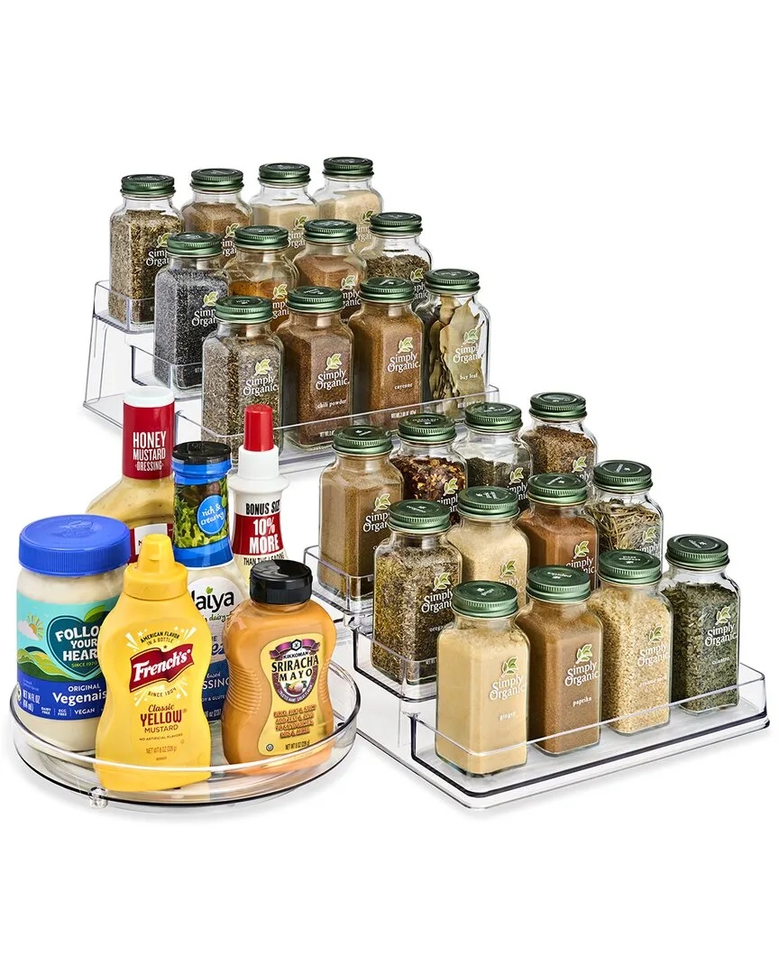 Sorbus 3-Tier Spice Organizer Set with Lazy Susan - Clear image