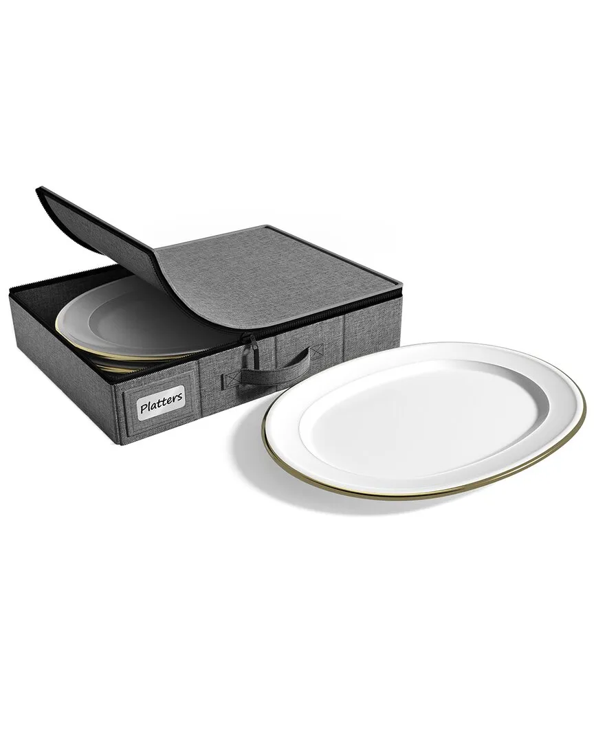 Sorbus Platter Storage Organizer - Grey, Polyester image