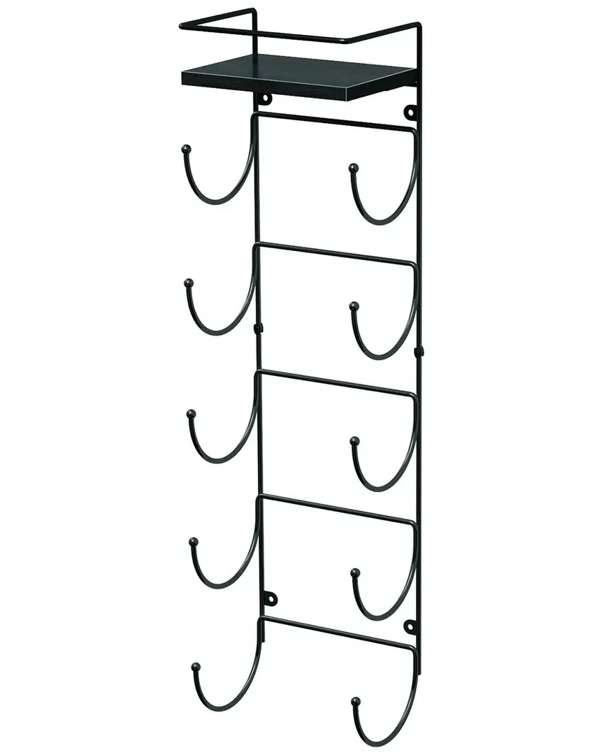 Wall Mounted Towel Rack with Shelf - Black, Metal image