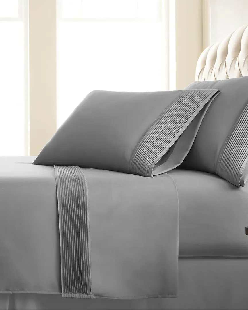 Extra Deep Pocket Pleated Sheet Set - Grey, Microfiber
