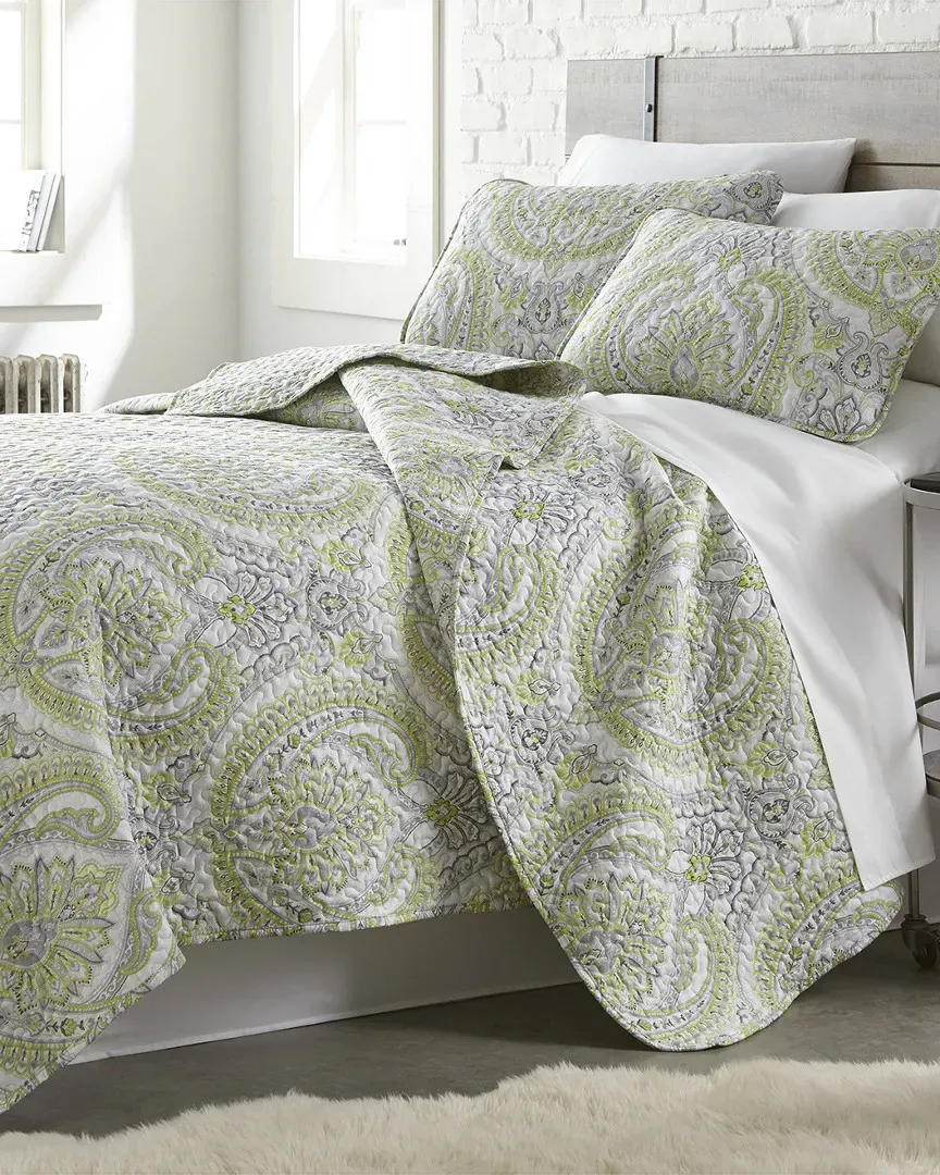 Pure Melody Paisley Quilt Set - Green, Microfiber