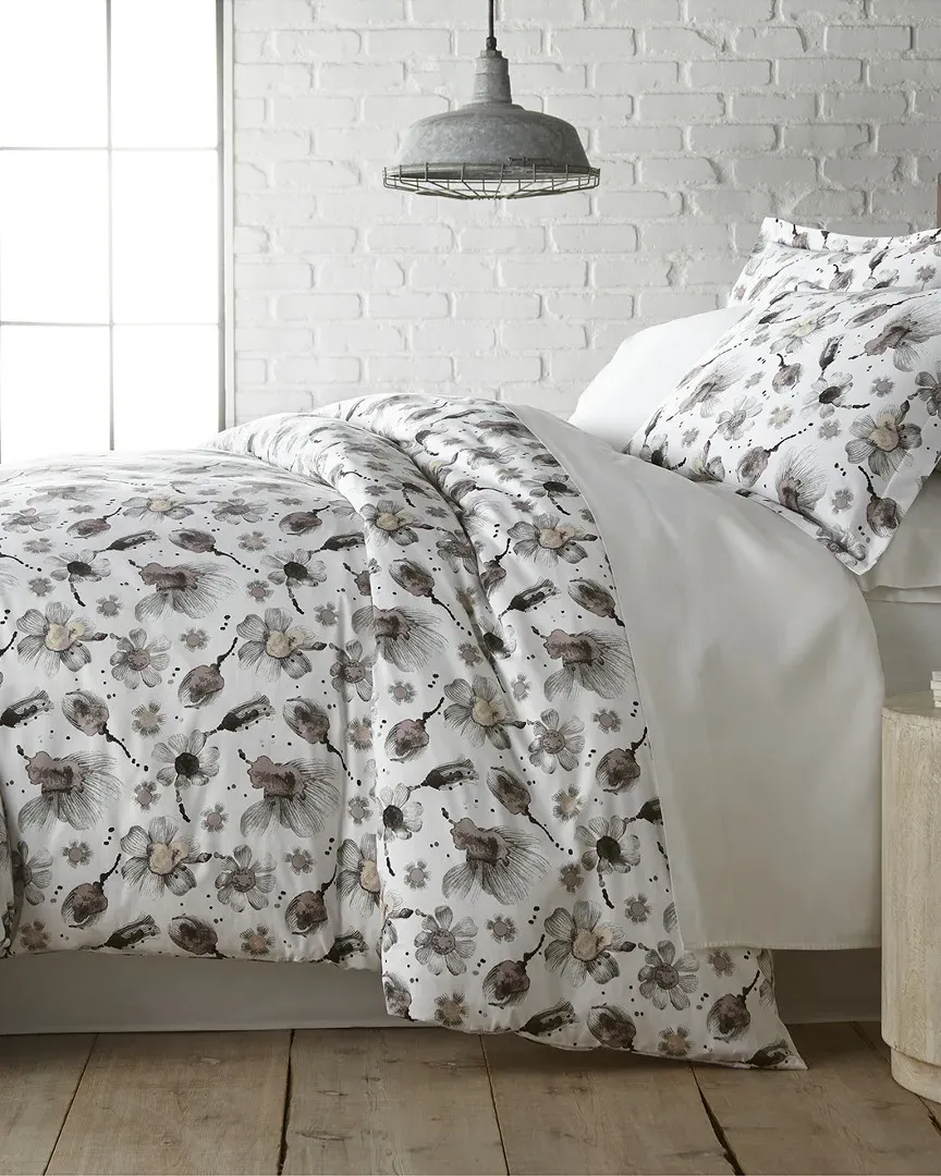 Watercolor Symphony Duvet Cover and Sham Set - Grey, Cotton