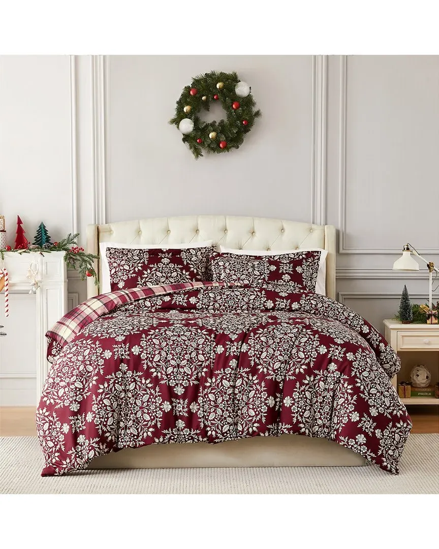 Christmas Carol Holiday Comforter Set - Red, Microfiber