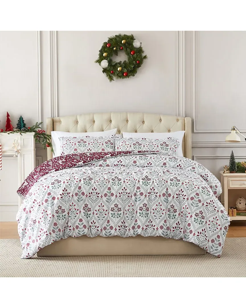 Holiday Harmony Duvet Cover Set - White, Microfiber image