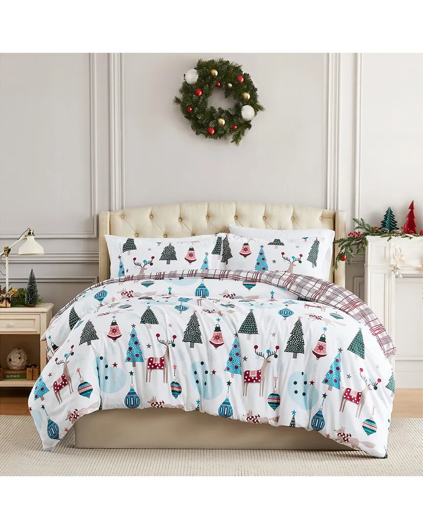 Winter Wonderland Holiday Duvet Cover Set - White, Microfiber