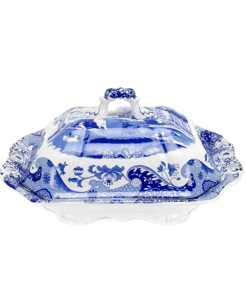 Blue Italian Vegetable Dish with Cover - Porcelain