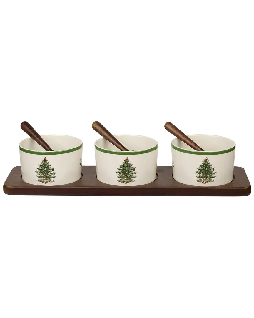 Christmas Tree 7pc Condiment Bowl Set - White, Porcelain image