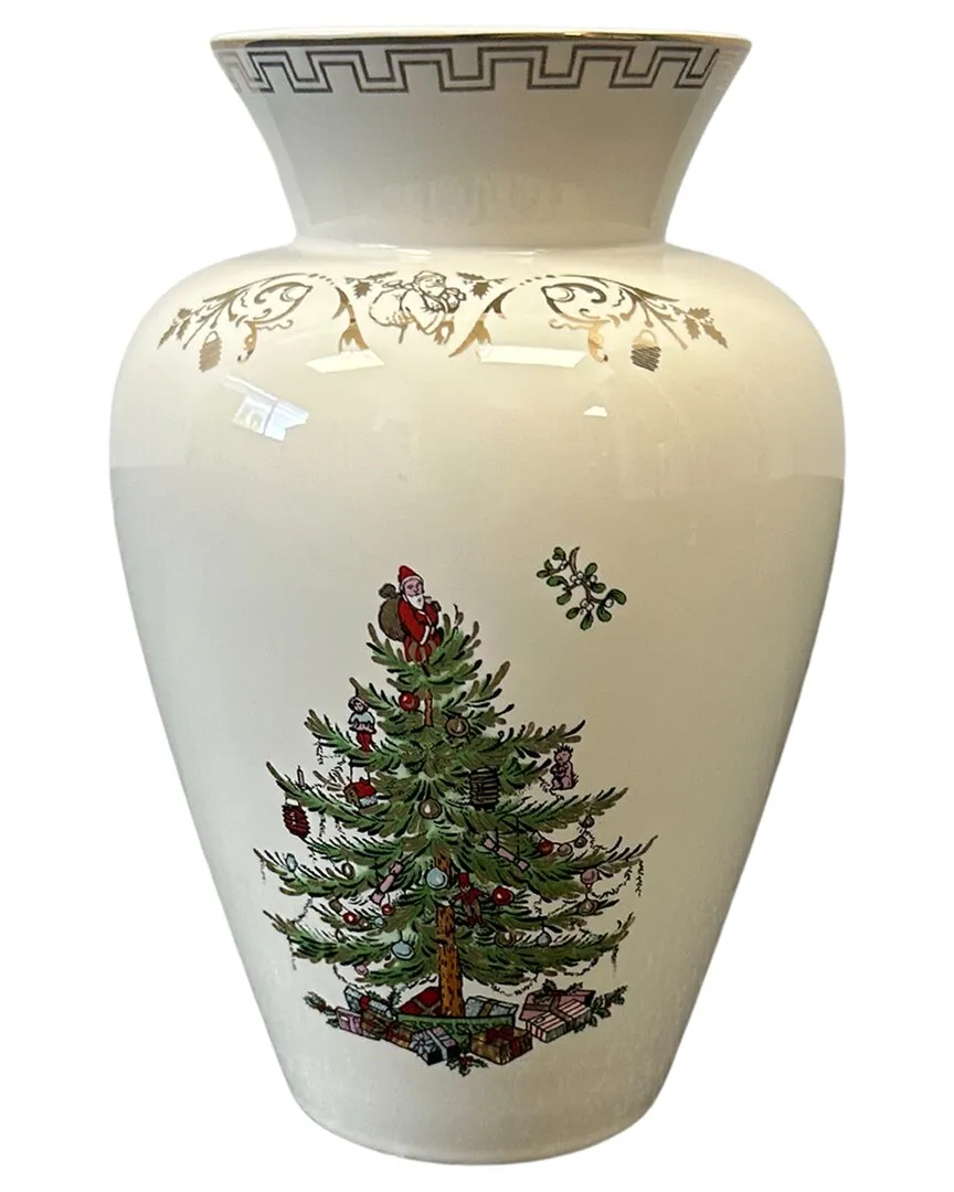 Christmas Tree 8in Vase - Green, Porcelain image