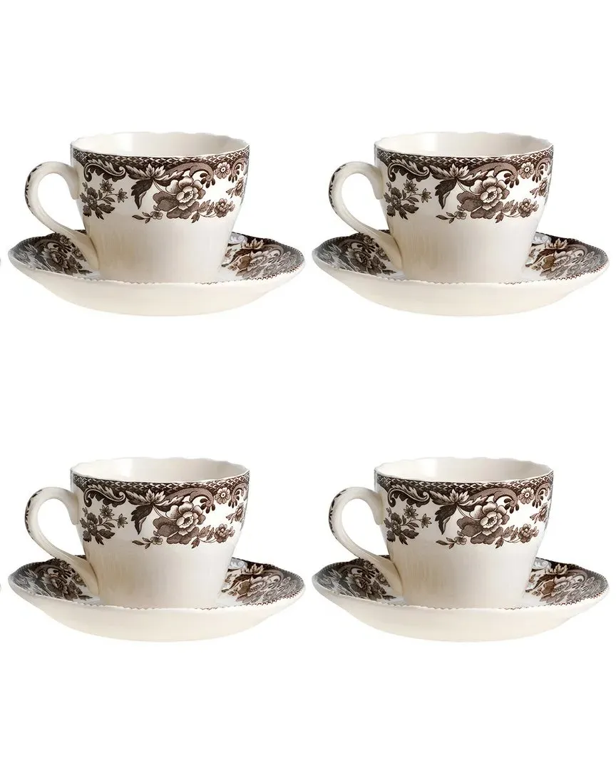 Delamere Set of 4 Teacups & Saucers - Brown image