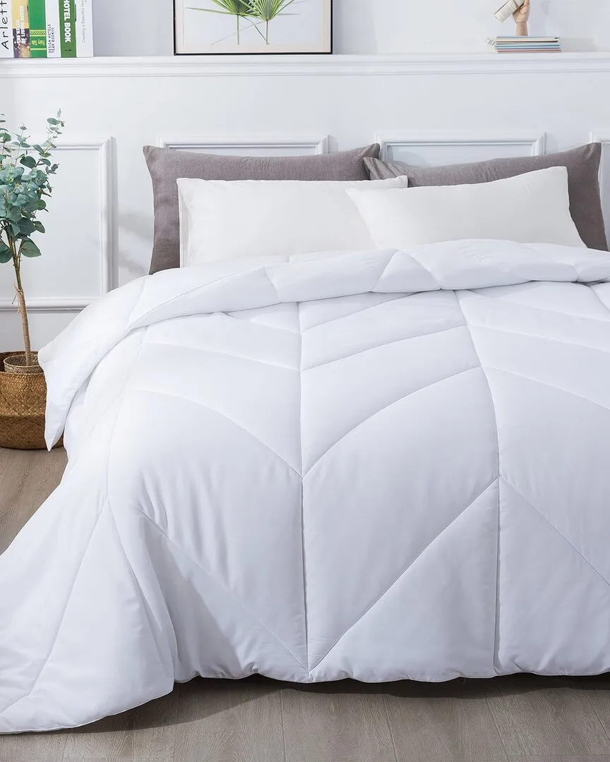 Chevron Stitch Down Alt Comforter - White, Microfiber