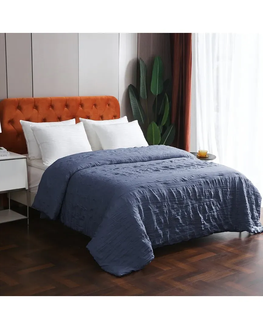 Crinkled Down Alternative Blanket - Navy, Microfiber