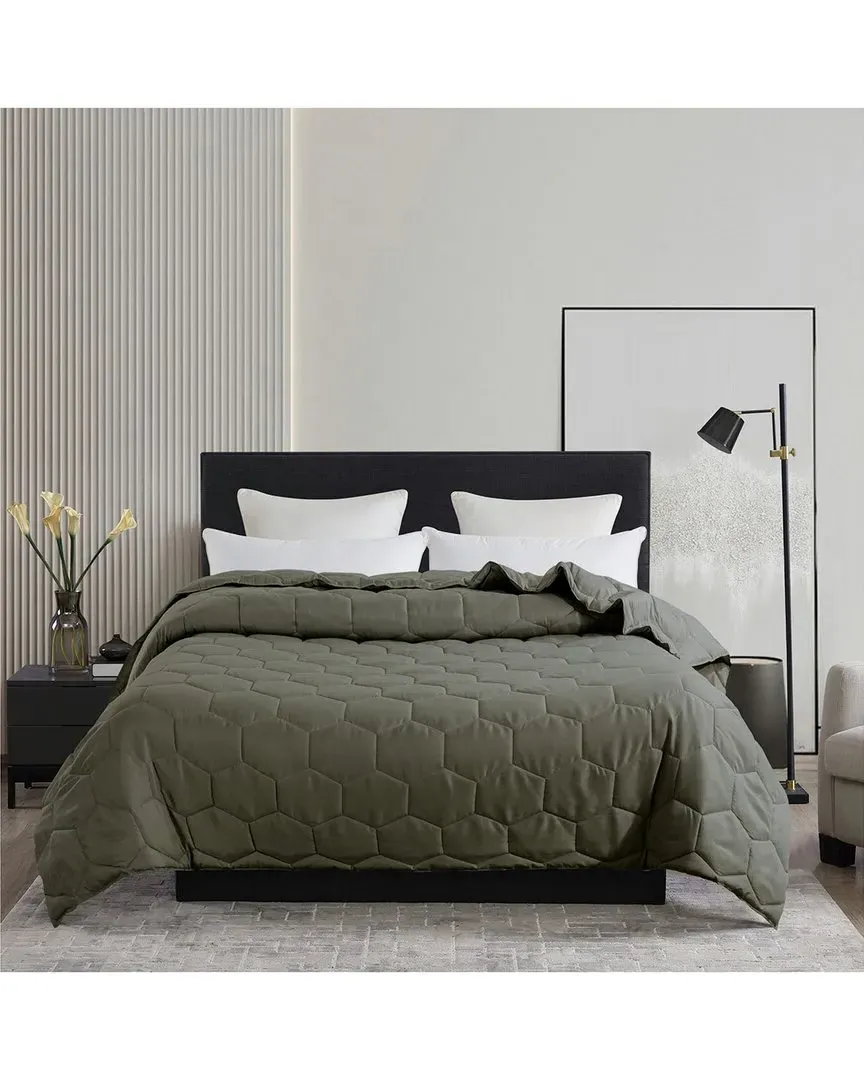 Honeycomb Stitch Down Alternative Blanket - Olive, Microfiber image