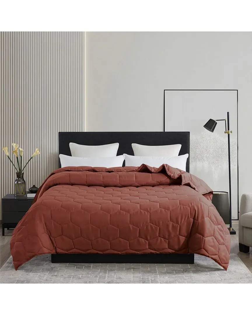 Honeycomb Stitch Down Alternative Blanket - Rust, Microfiber
