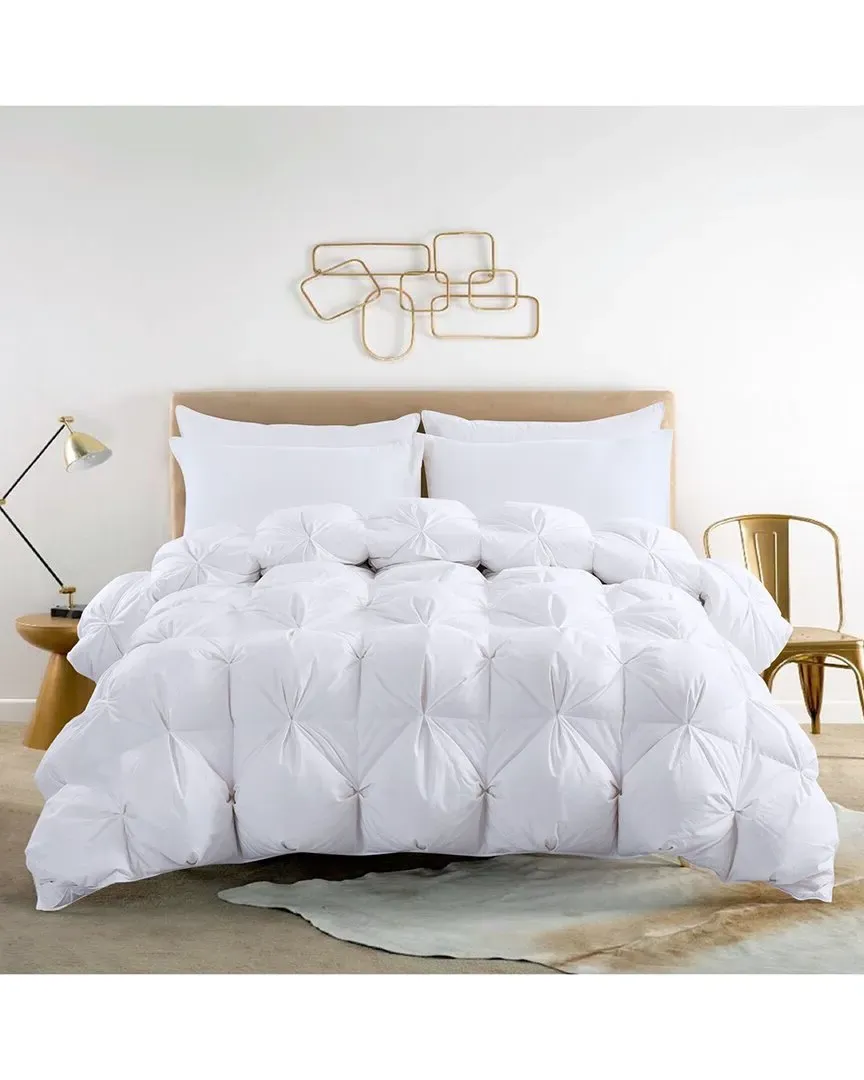 Pintuck Stitch Duck Down Comforter - White, Cotton