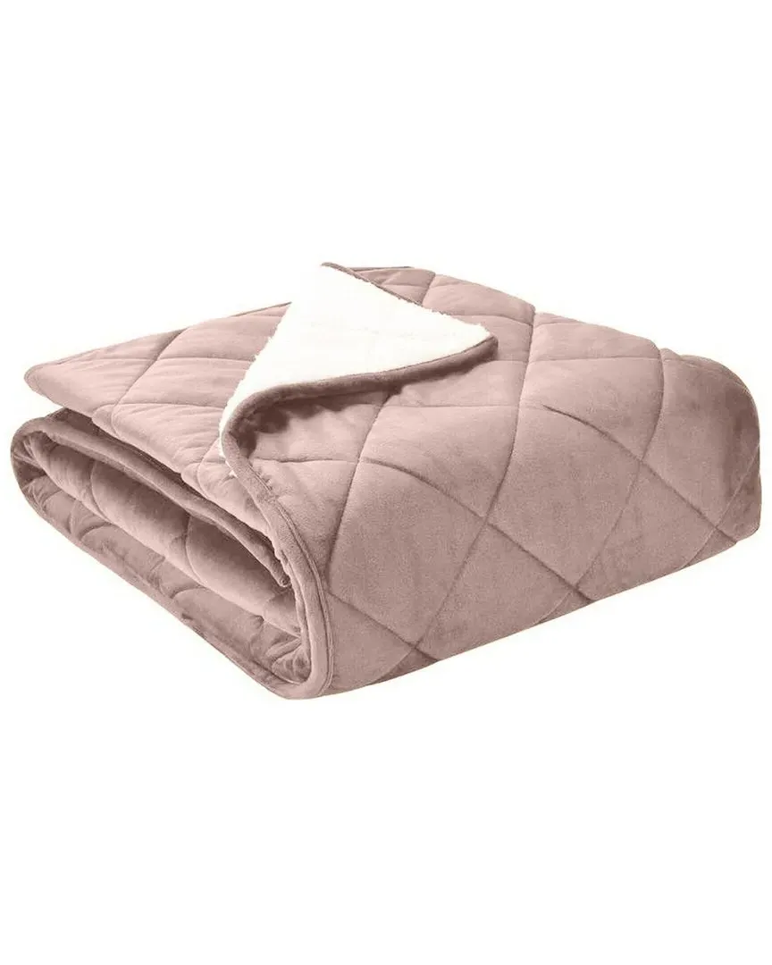 Quilted Velvet Foot Pocket Throw - Pink, Polyester image