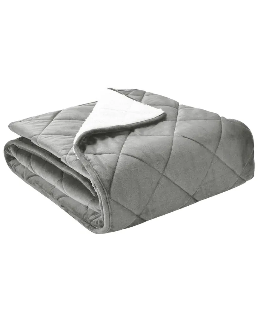 Velvet Sherpa Foot Pocket Throw - Silver image