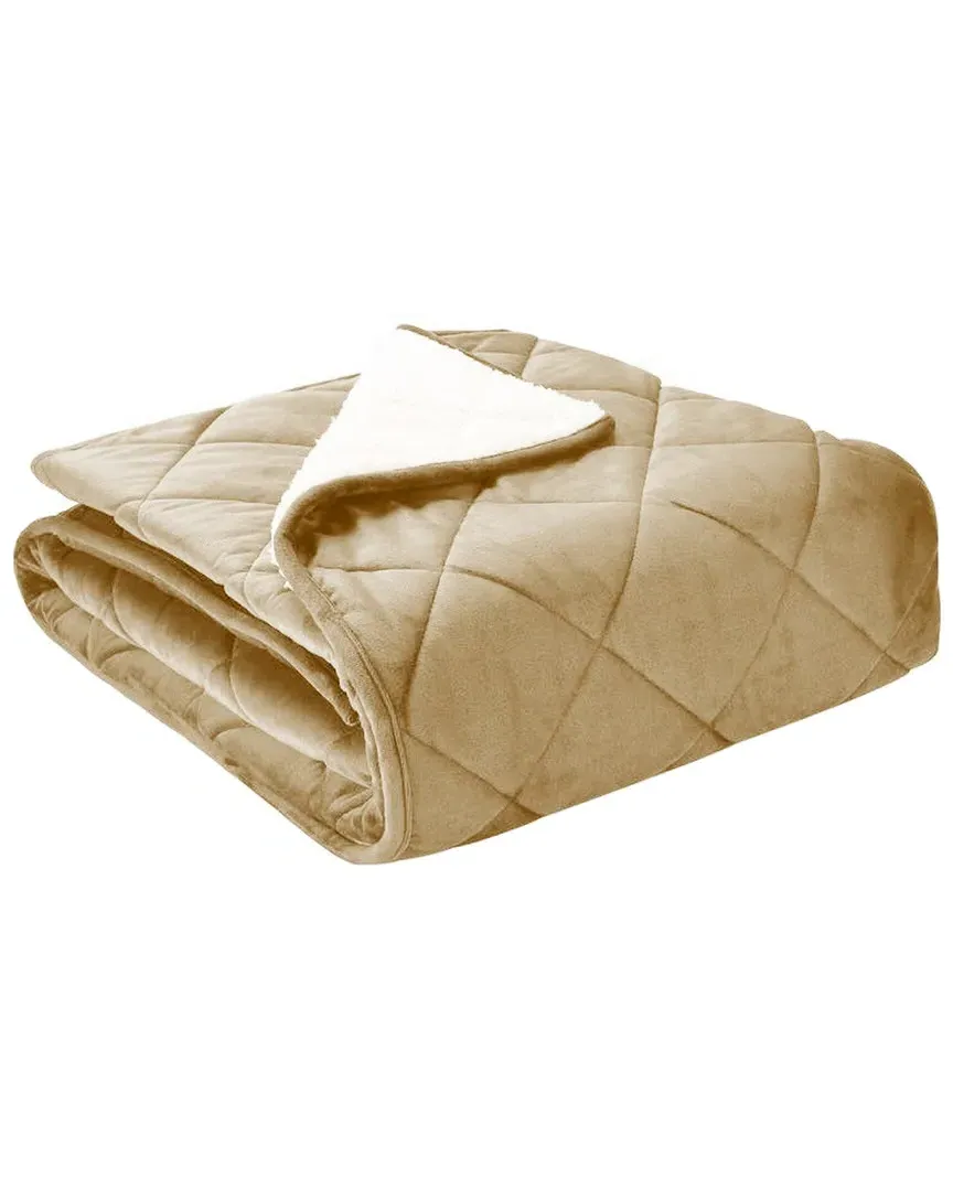 Velvet Sherpa Foot Pocket Throw - Tan