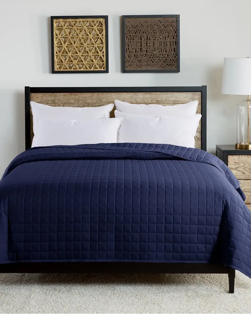 Velvet Trim Down Alternative Blanket - Navy, Microfiber