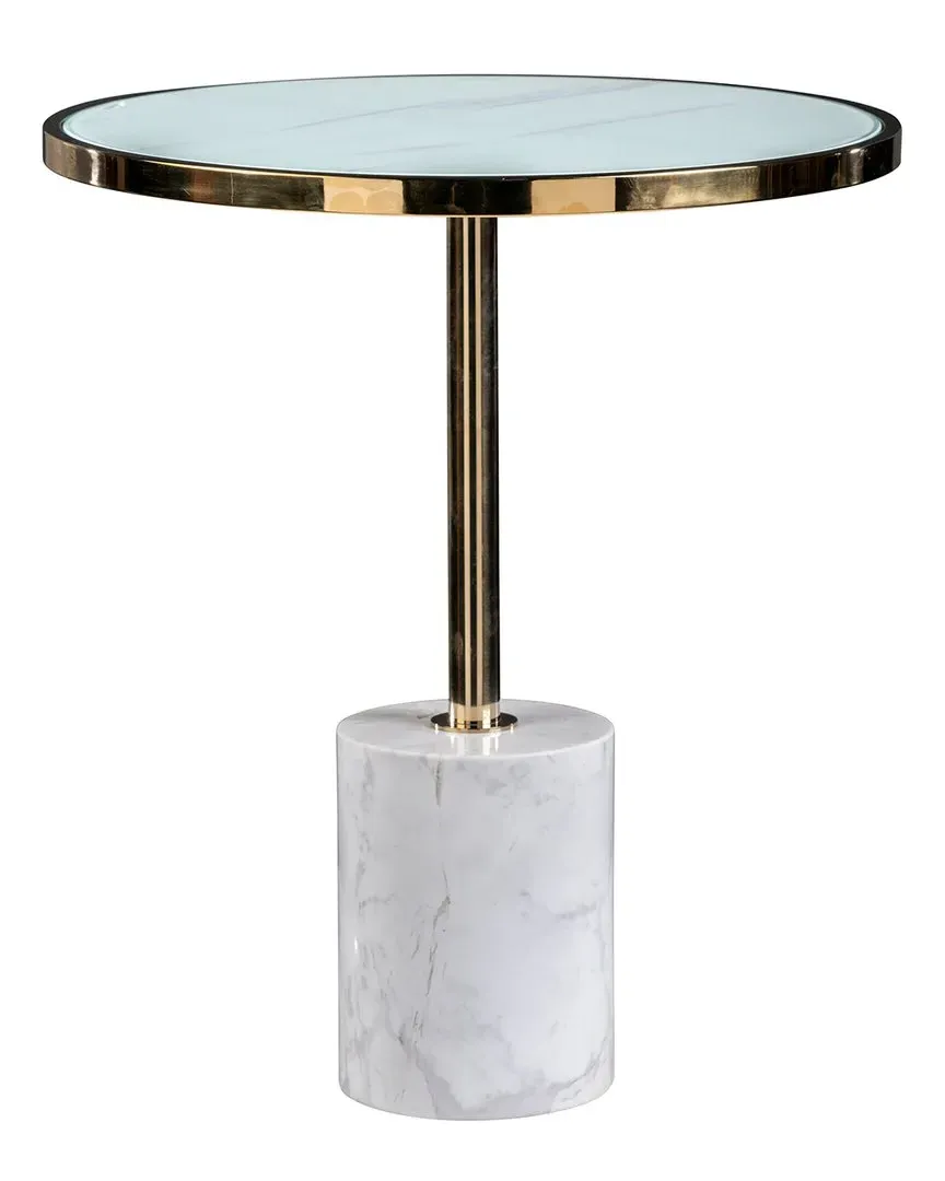 Kaia Round Side Table - Gold, Marble image