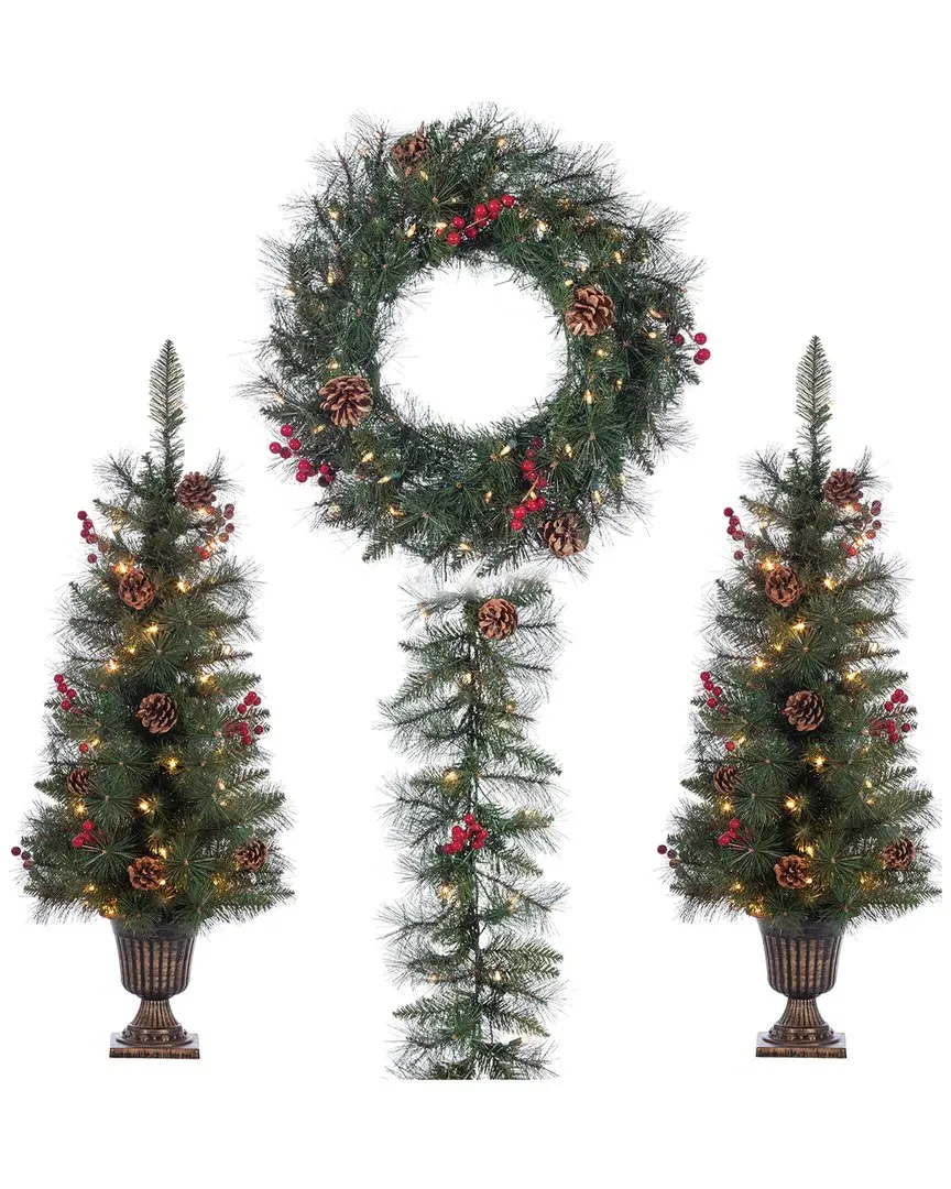 Jefferson Pine 4-Piece Seasonal Entryway Set - Multicolor