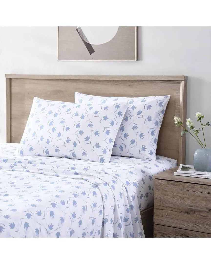 Floral Breeze Percale Sheet Set - Blue, Cotton