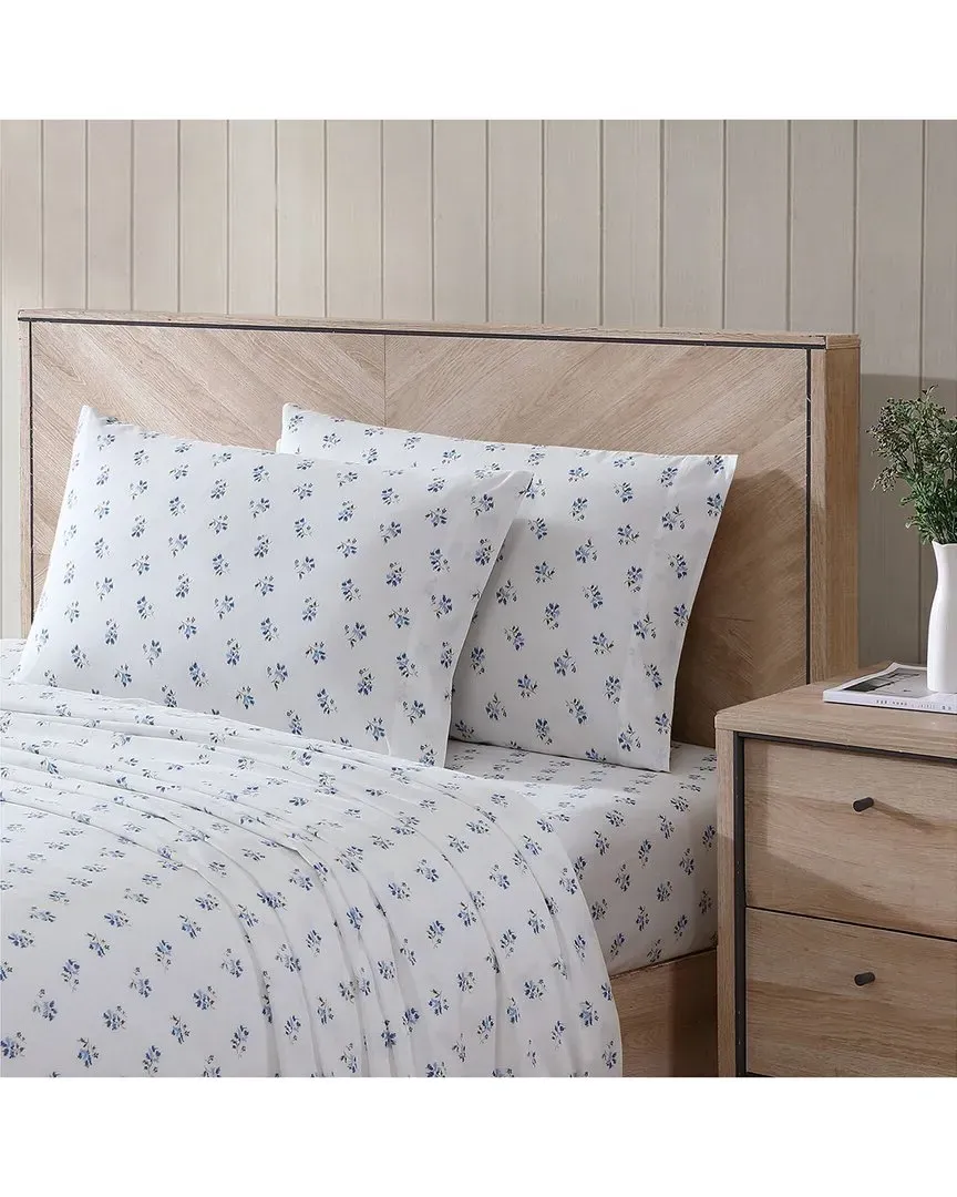 Sketchy Ditsy Cotton Percale Sheet Set - Blue image